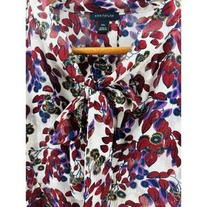 Ann Taylor Womens Plus 2X Floral Short Sleeve Pullover Blouse Multicolor V1009